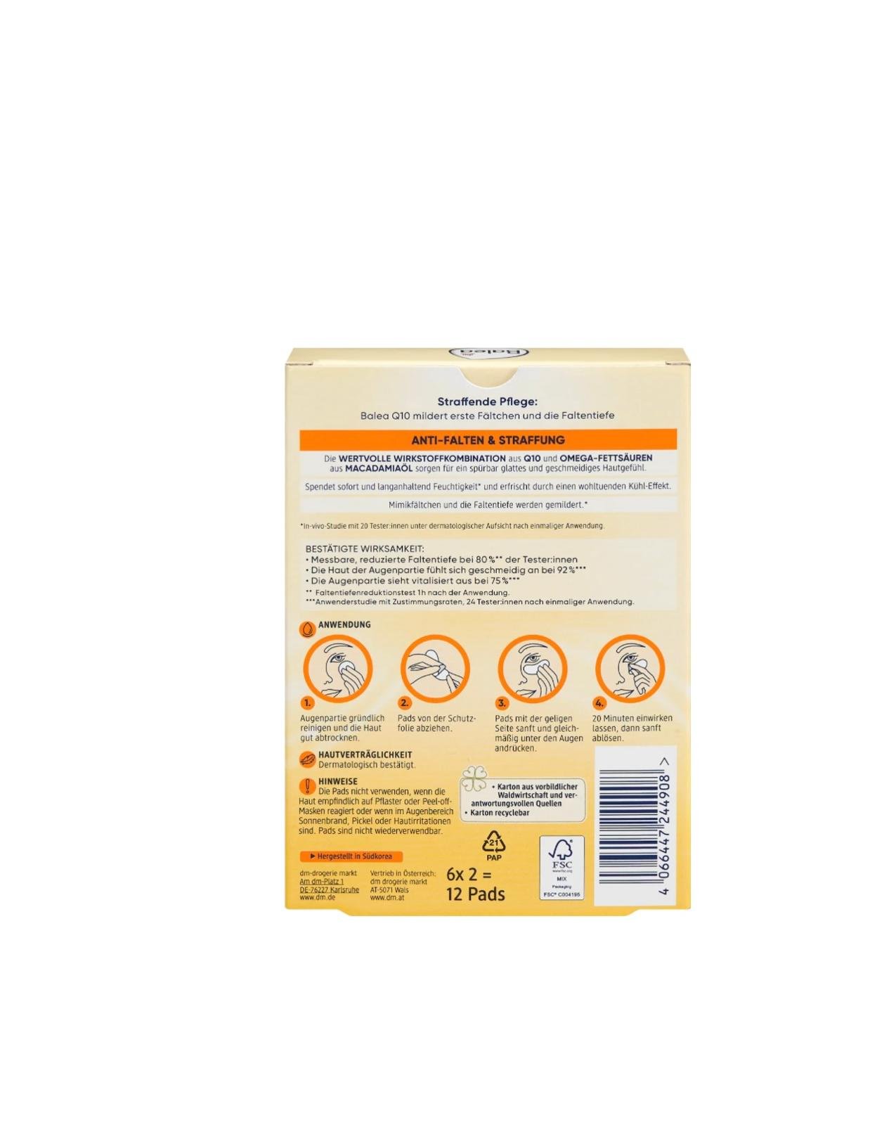 Balea Anti Falten Augenpads Q10 (6 Paar), 12 St – Bild 2